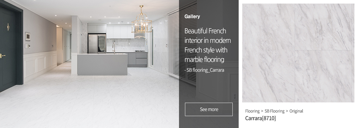 Beautiful French interior in modern French style with marble flooring 