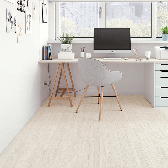 White color and clean wood texture create completely clean space.