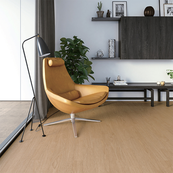 Natural oak wood texture and natural wood color create warm and cozy space.